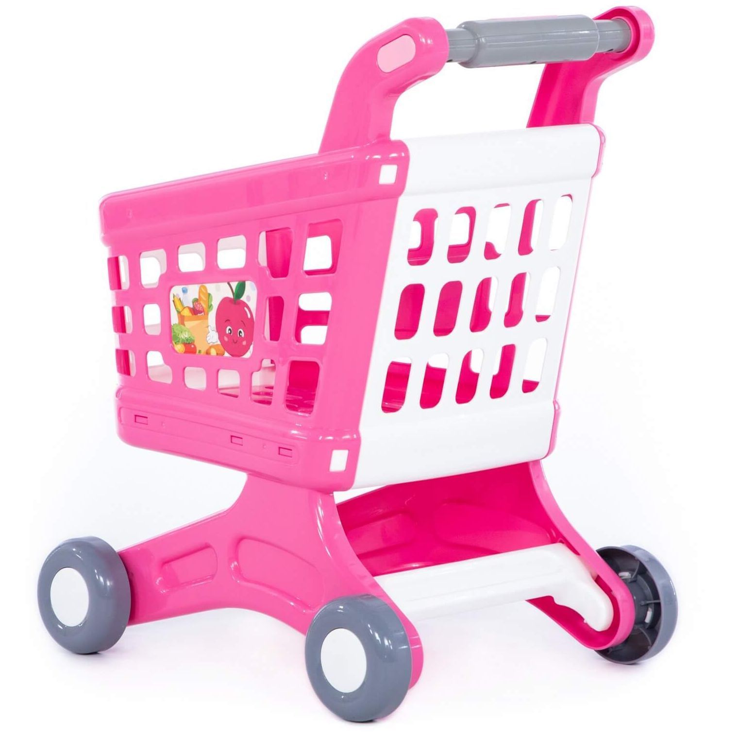 Магазинная пластмассовая тележка для покупок тележка для маркета Натали - 47 см розовая