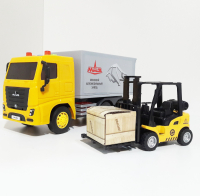 Машинка фургон МАЗ (26 см) и автопогрузчик (инерция, свет, звук) Машинка фургон МАЗ (26 см) и автопогрузчик (инерция, свет, звук)