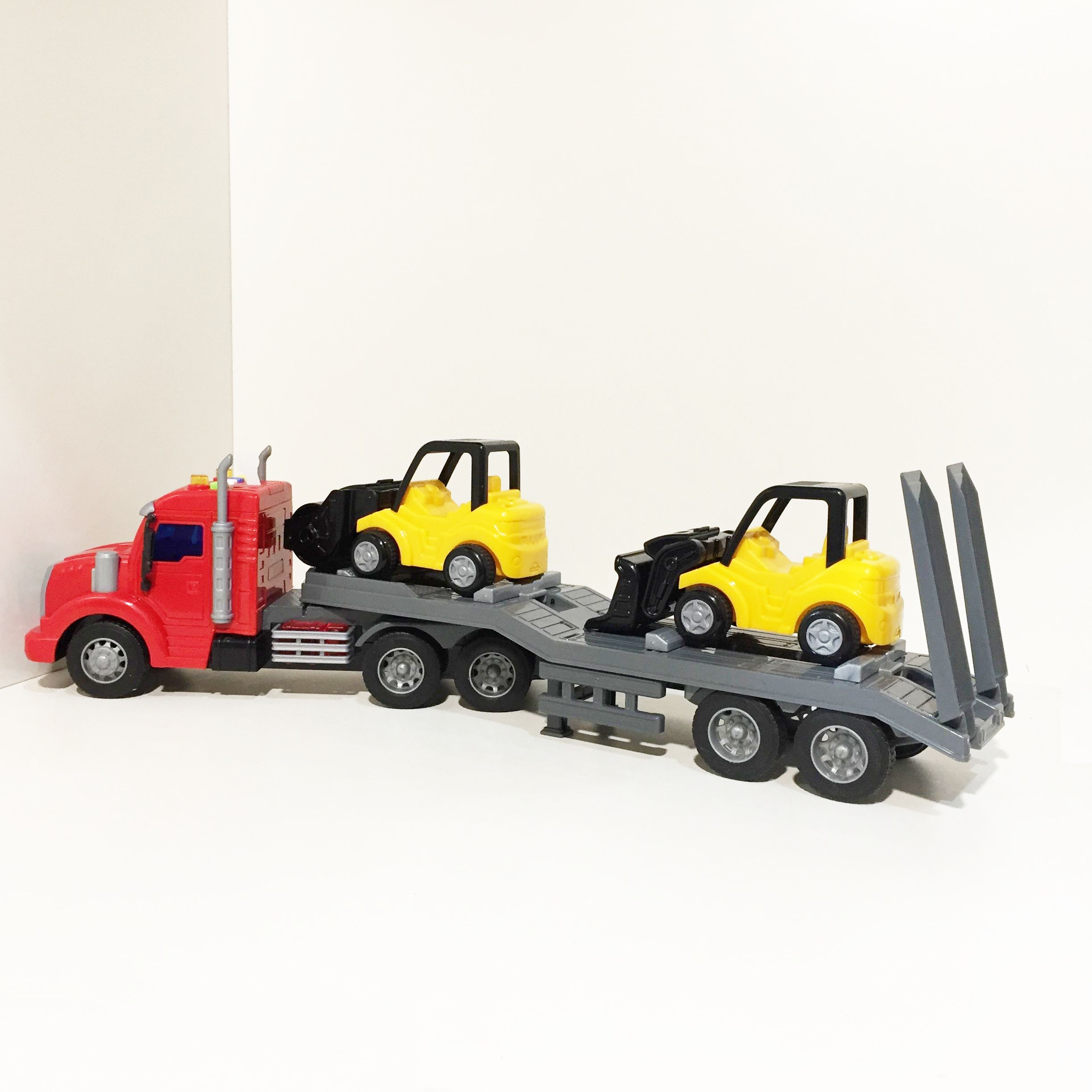 Машина автовоз 51 см, динамо-инерция, 4 звука, свет с 2-мя строительными машинками каток, погрузчик