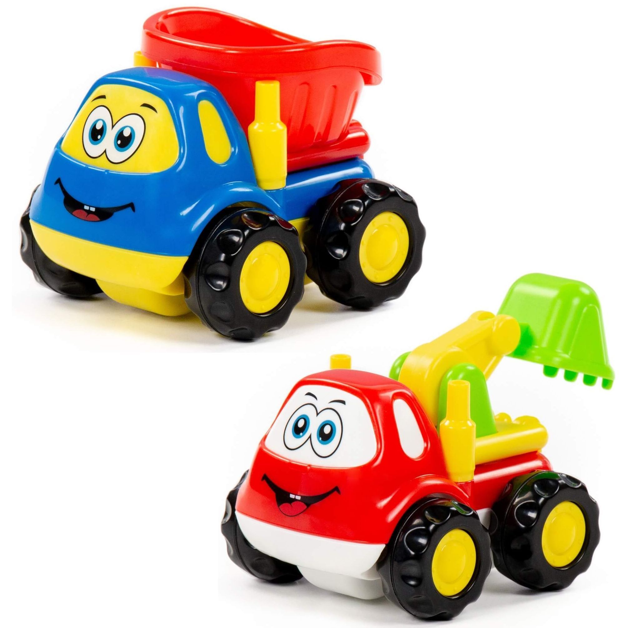 Набор 2 шт. инерционных машинок для малышей для игры в песочнице самосвал и погрузчик - экскаватор  Патрик Полесье