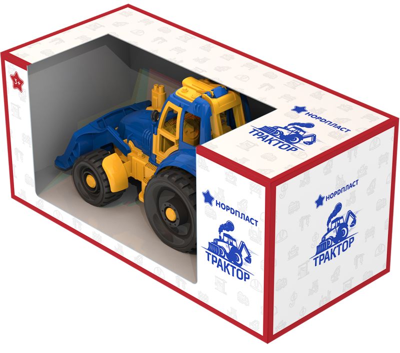 Игрушечный трактор с ковшом и грейдером