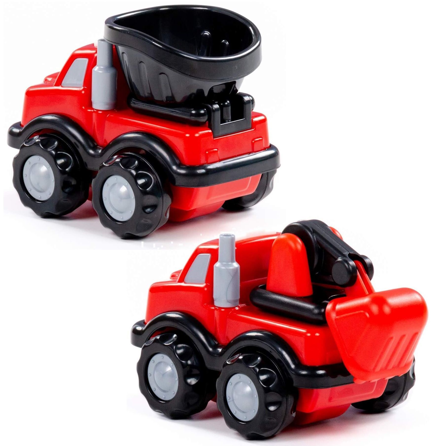 Набор 2-х инерционных машинок для песочницы для малышей самосвал и погрузчик-экскаватор  Томас Полесье.