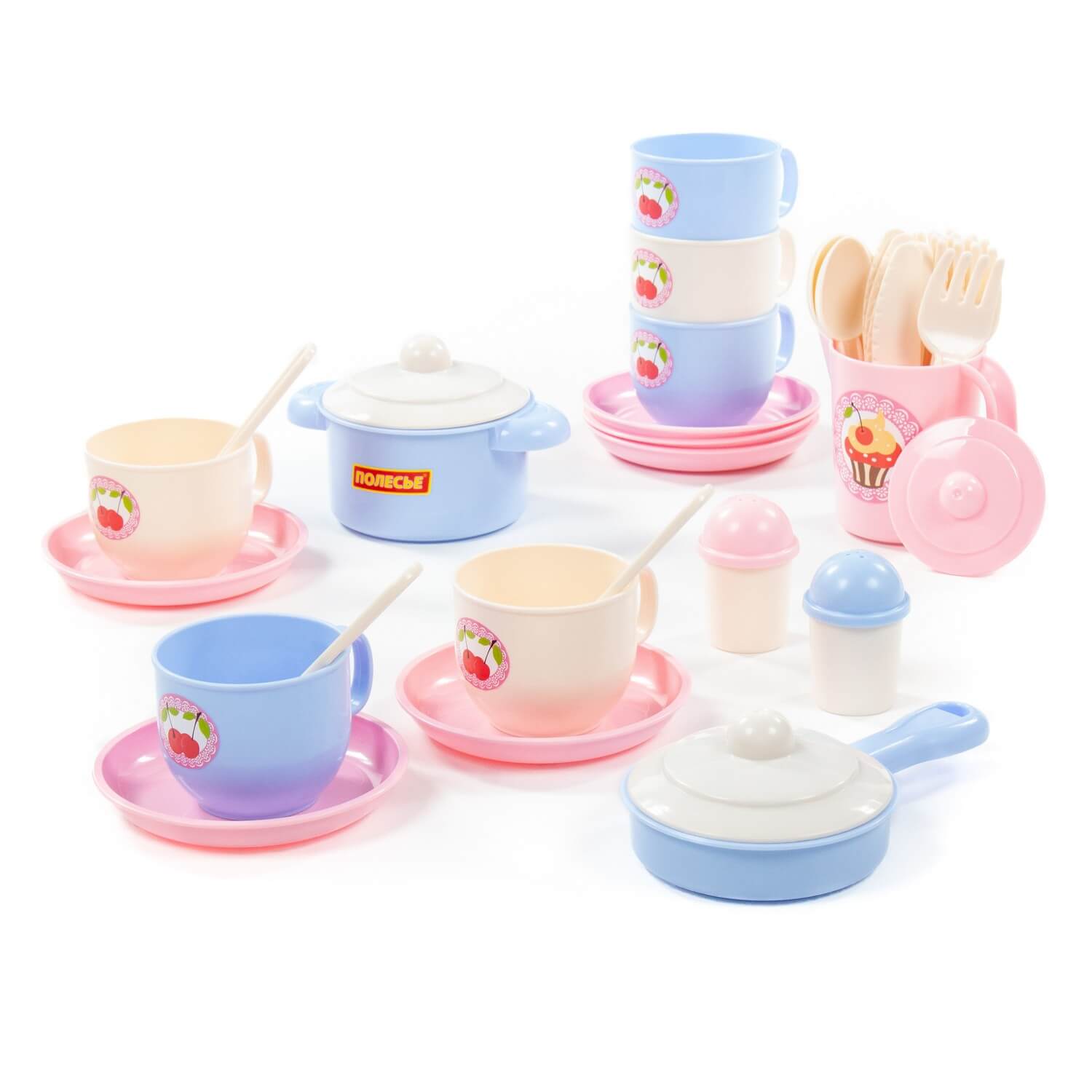 Игровой обеденный набор на 6 персон сиренево-розовый