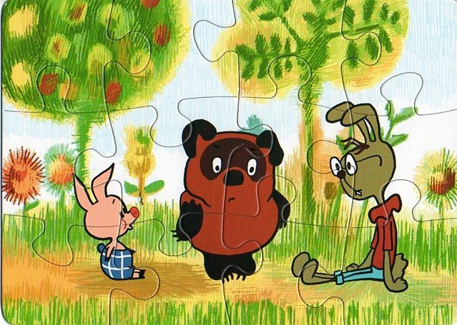 Пазлы картонные Винни Пух