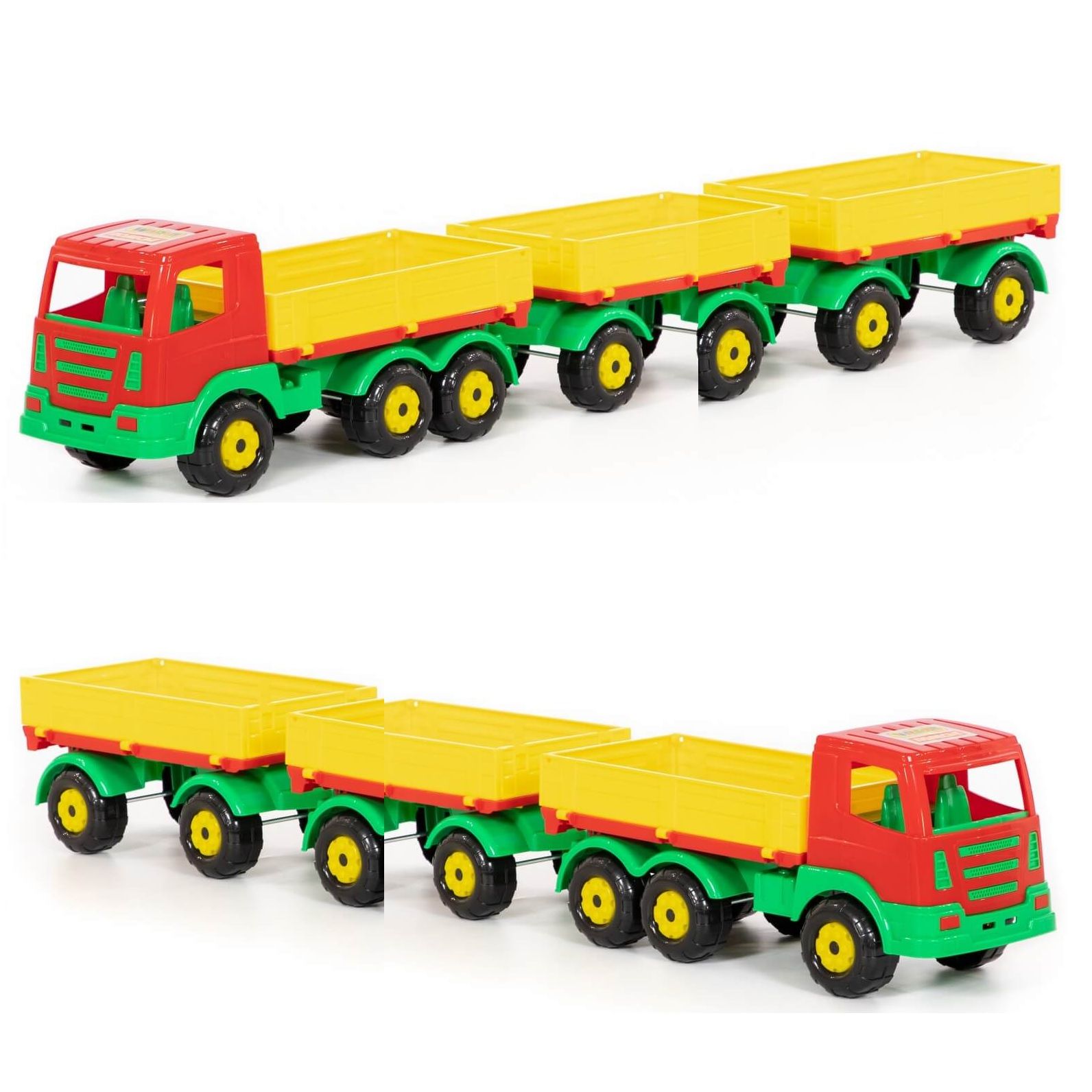 Игрушка машинка бортовой грузовик Престиж Полесье с 2-мя прицепами автопоезд 101,5 см Игрушка машинка бортовой грузовик Престиж Полесье с 2-мя прицепами автопоезд 101,5 см