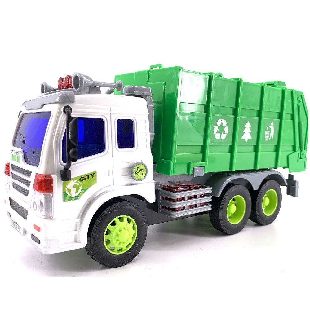 Инерционный со светом фар коммунальный мусоровоз 28 см без бака