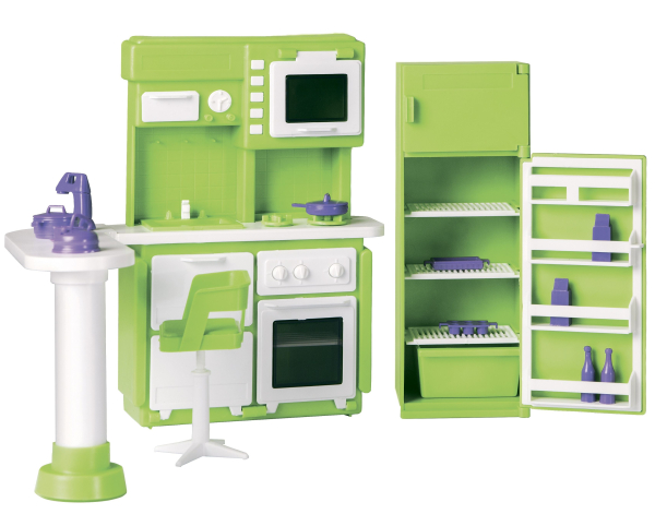 Набор кукольной мебели Кухня с игрушечным холодильником Набор кукольной мебели Кухня с игрушечным холодильником