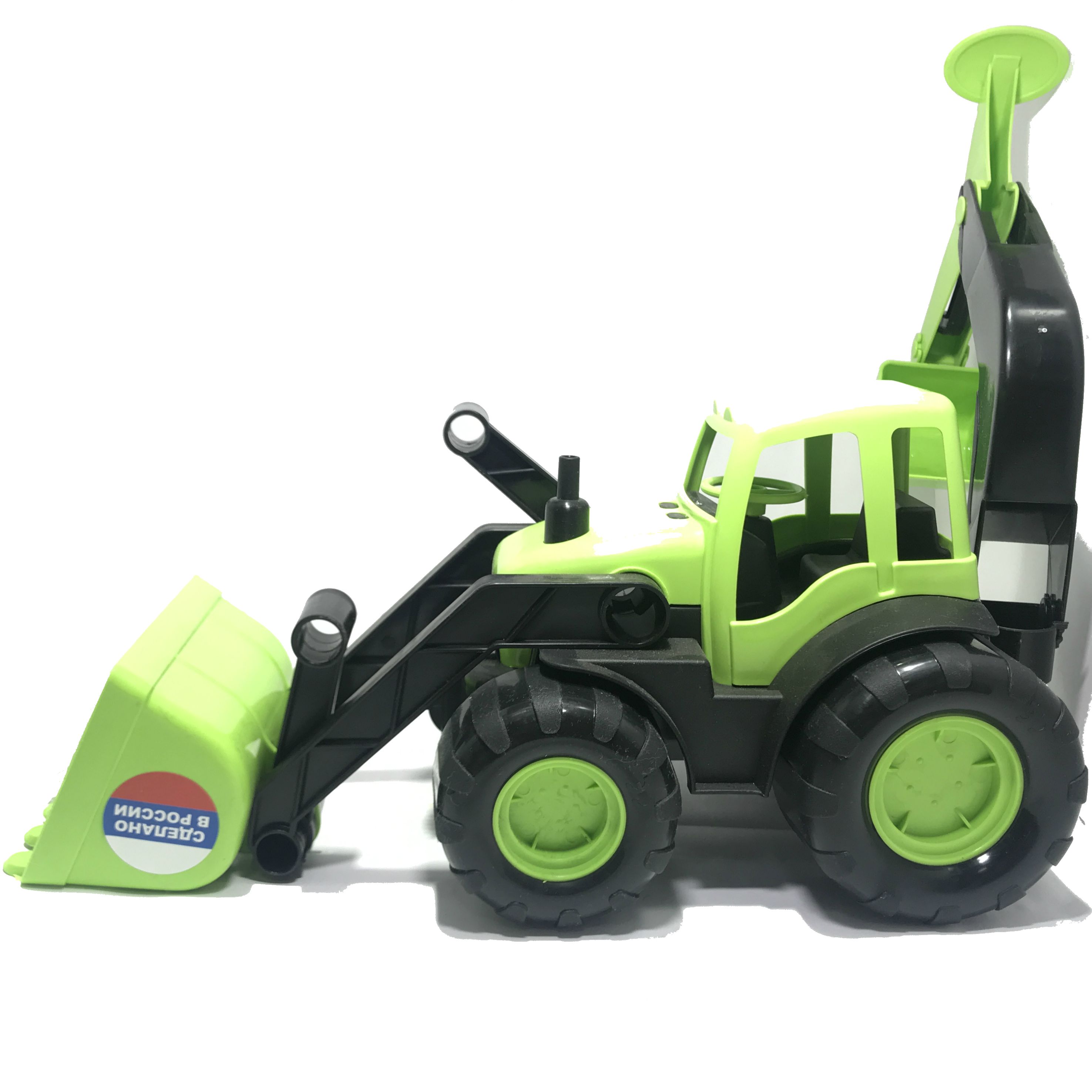 Игрушечный зелёный большой трактор