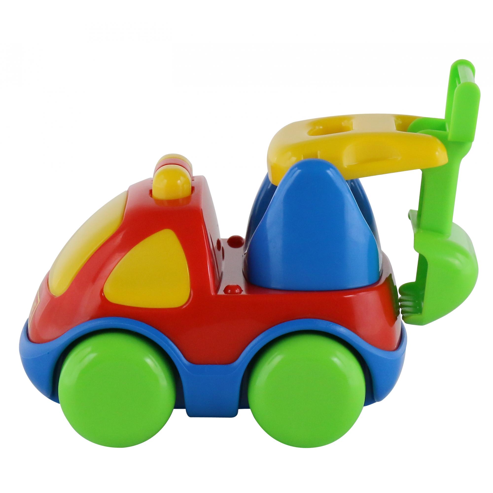 Маленький грузовичок с копалкой красно-синий