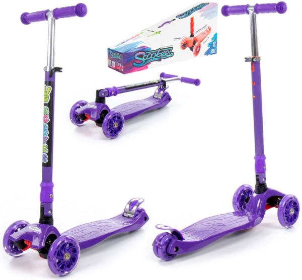 Детский 3-х колесный самокат со складной ручкой (в коробке)