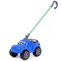 Игрушка-каталка машинка с глазками Боби с ручкой высота хвата 40 см джип синий