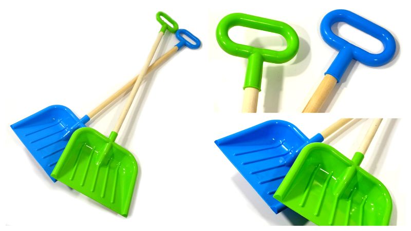 Набор 4 шт. детских больших снеговых лопат с деревянной ручкой - 85 см