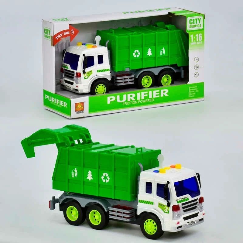 Инерционный со светом и звуком коммунальный мусоровоз 29 см без бака