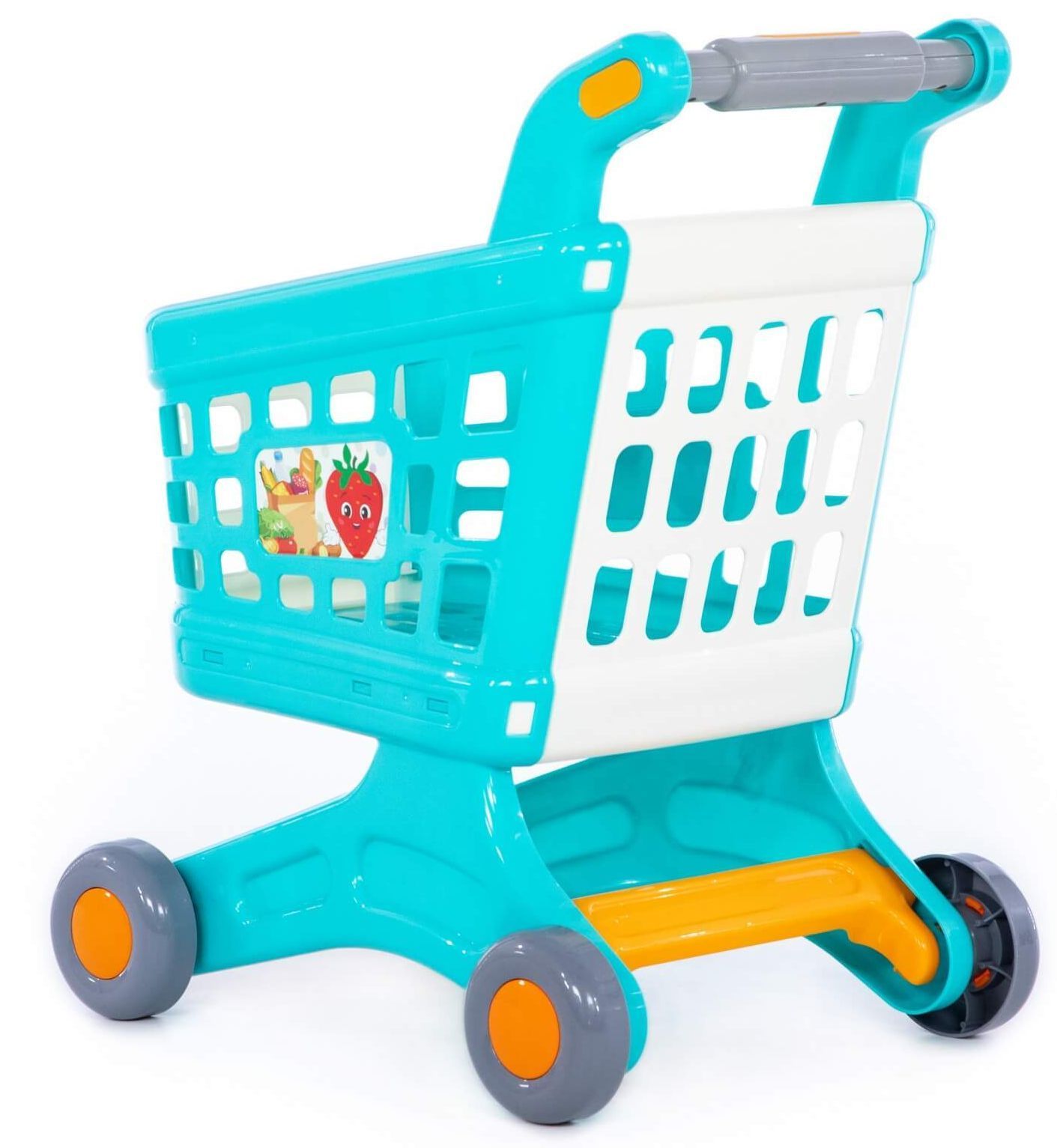 Магазинная пластмассовая тележка для покупок тележка для маркета Натали - 47 см бирюзовая