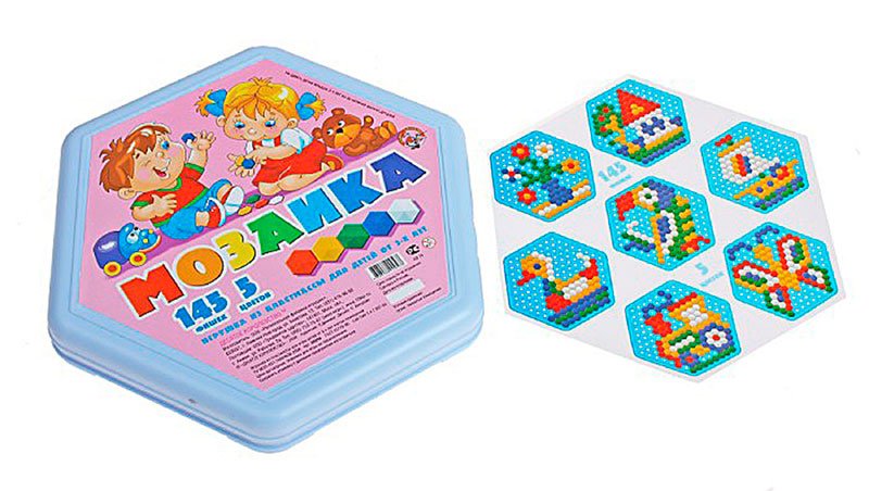Мозаика шестигранная 145 фишек 5 цветов. Игрушка мозаика