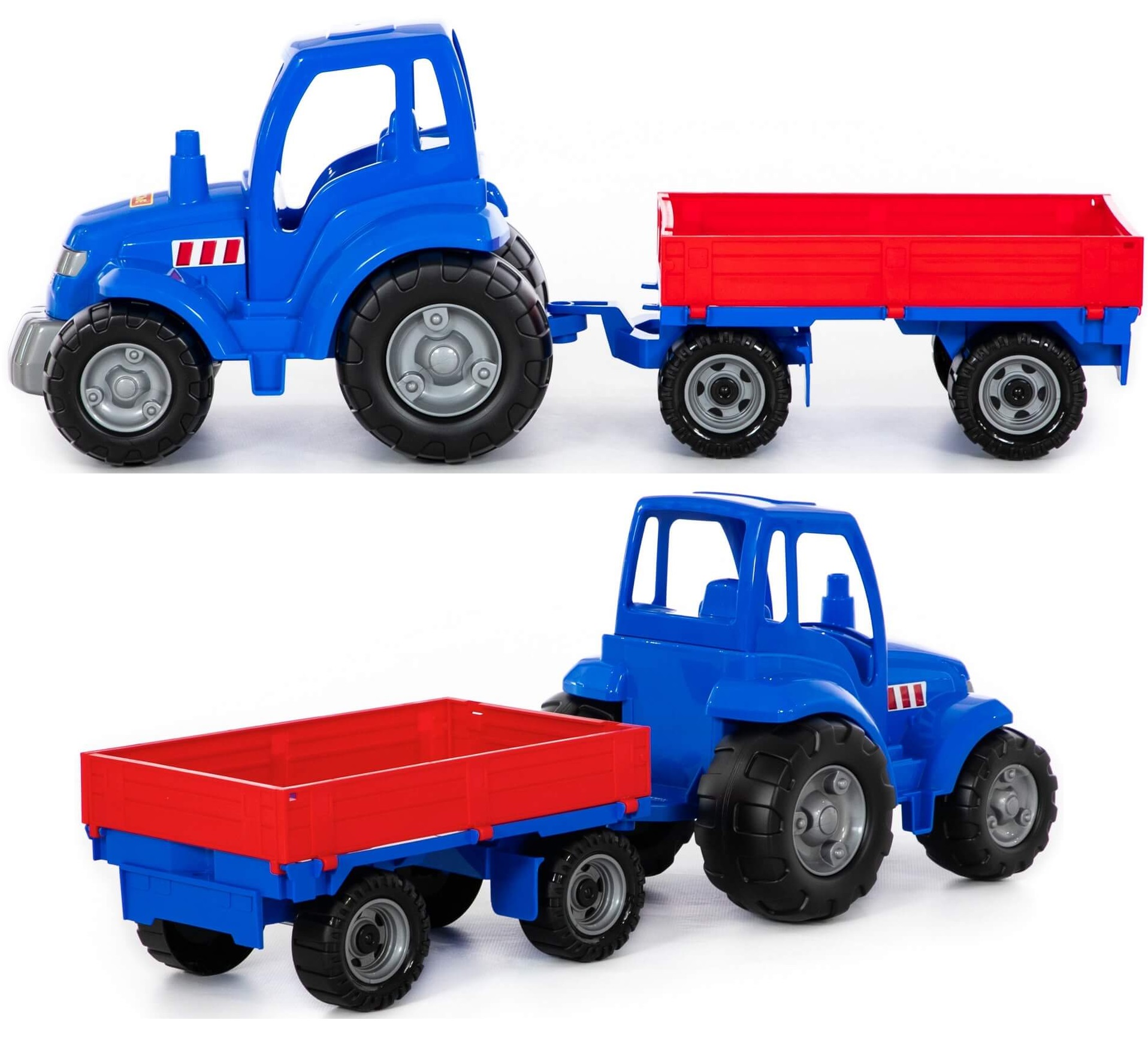 Игрушка синий трактор с прицепом 68 см