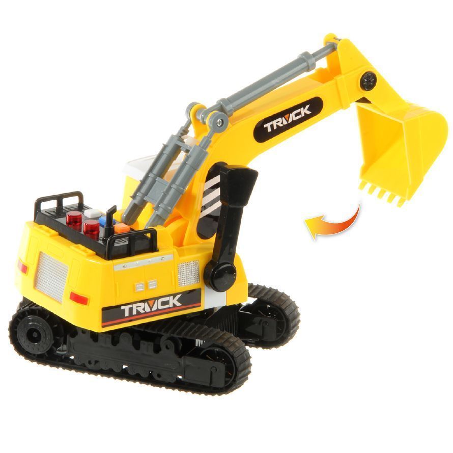 Игрушка гусеничный Экскаватор 27 см со светом, звуком и инерционным ходом желтый