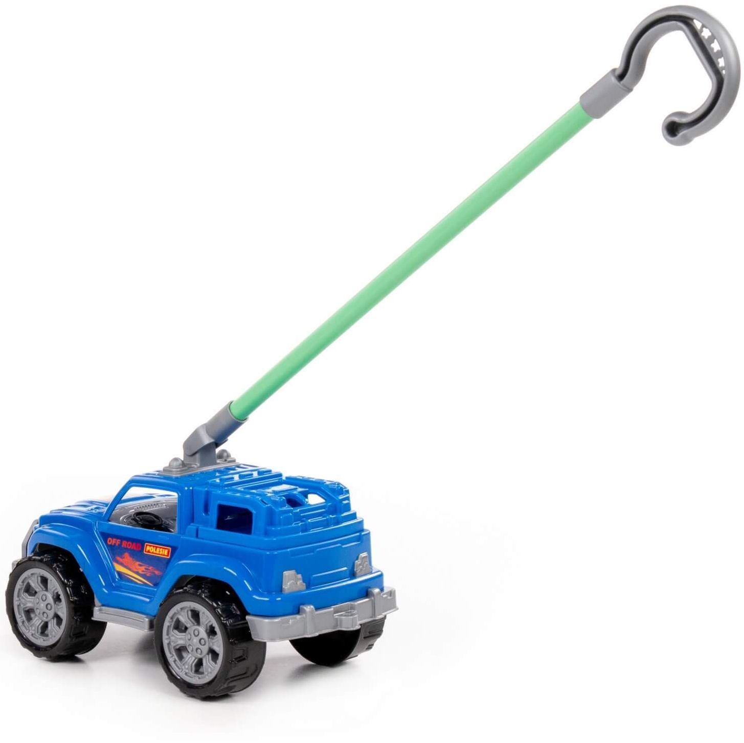 Игрушка-каталка с ручкой высота хвата 43 см машинка джип голубой