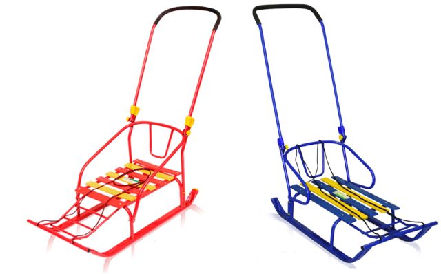 Санки Умка 6+ со складной  ручкой 