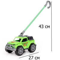 Игрушка-каталка с ручкой высота хвата 43 см машинка джип салатовый