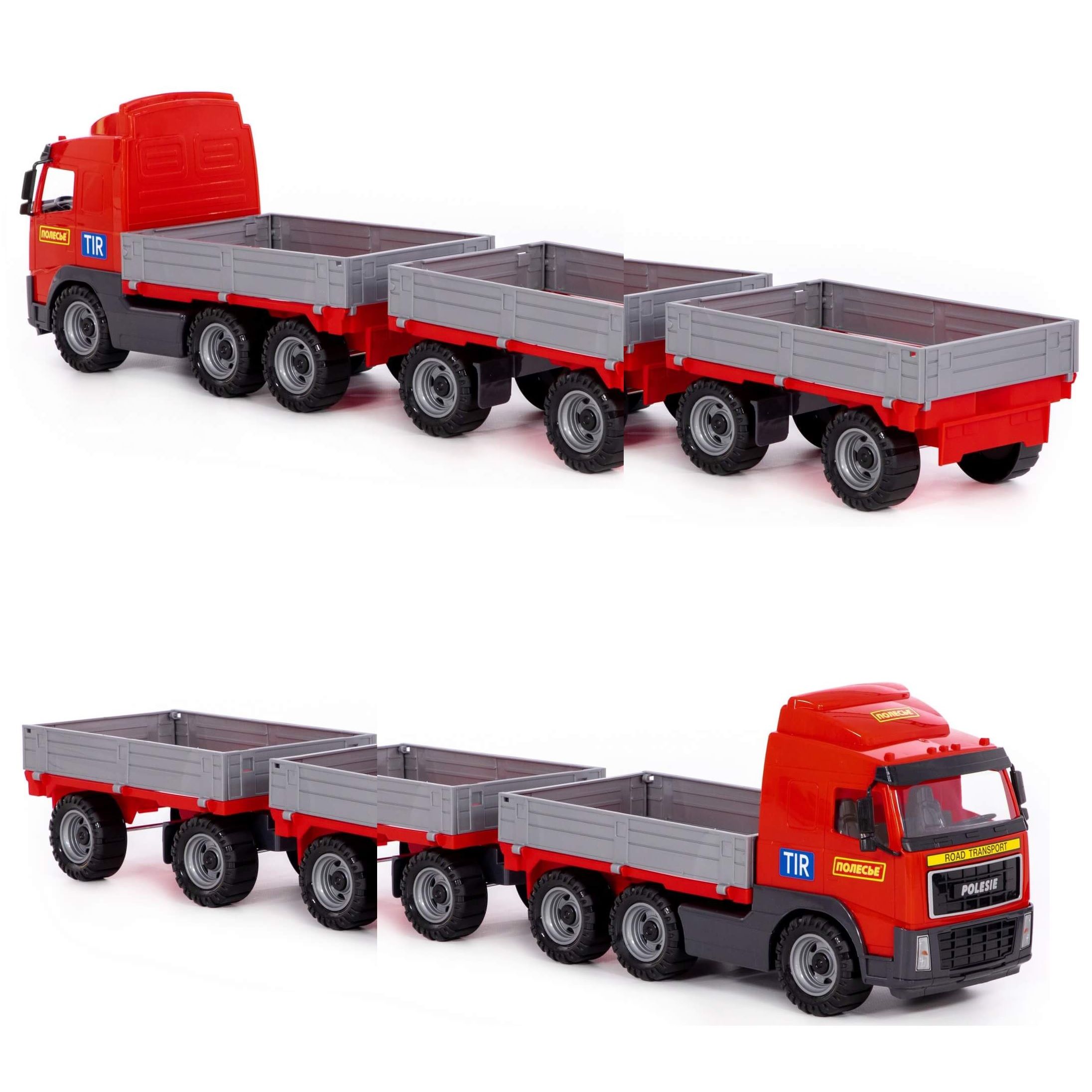 Прицеп бортовой для грузовиков Полесье с кабиной как у Вольво - для игры в автопоезд Прицеп бортовой для грузовиков Полесье с кабиной как у Вольво - для игры в автопоезд