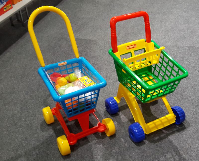Детская тележка для супермаркета с продуктами