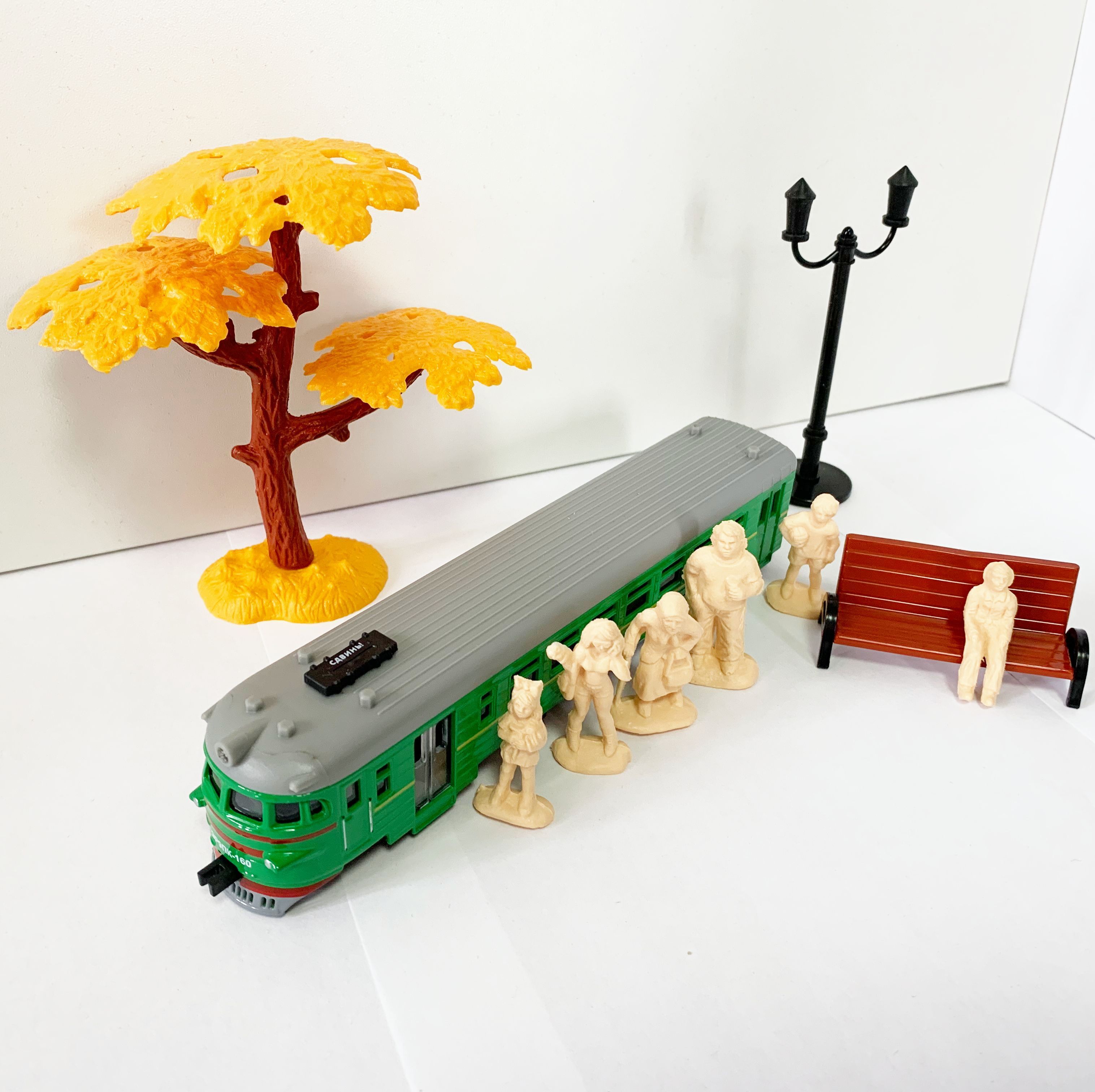 Игрушка поезд 1 вагон ретро электричка Эр2 18 см, металлический кузов - 6-ть пассажиров