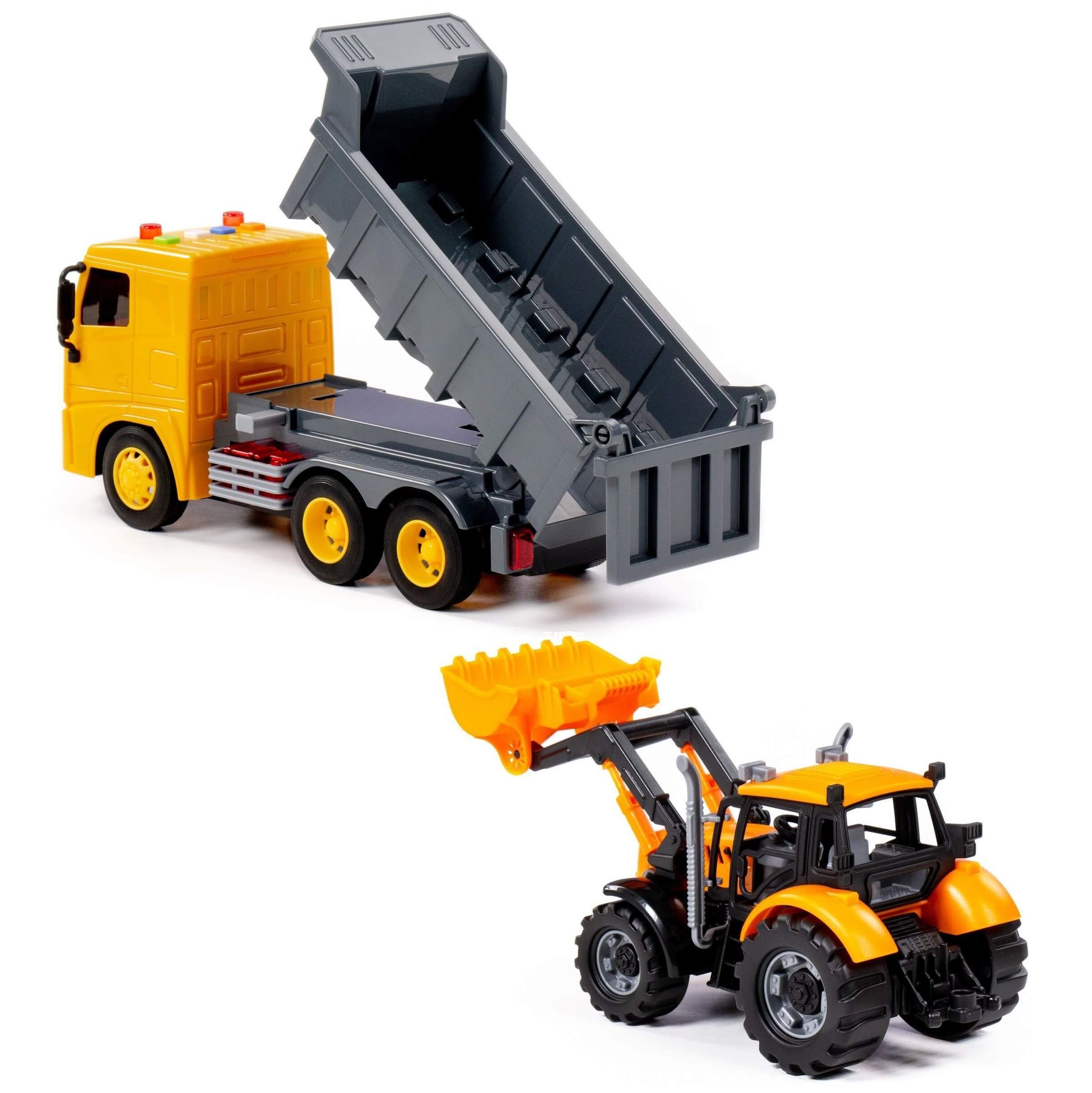 Набор дорожной техники- самосвал МАЗ + трактор-погрузчик