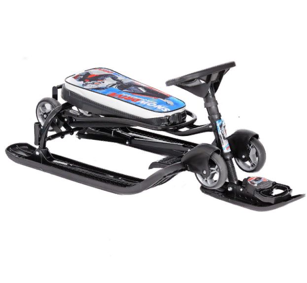 Снегокат на колесах гонки черный каркас