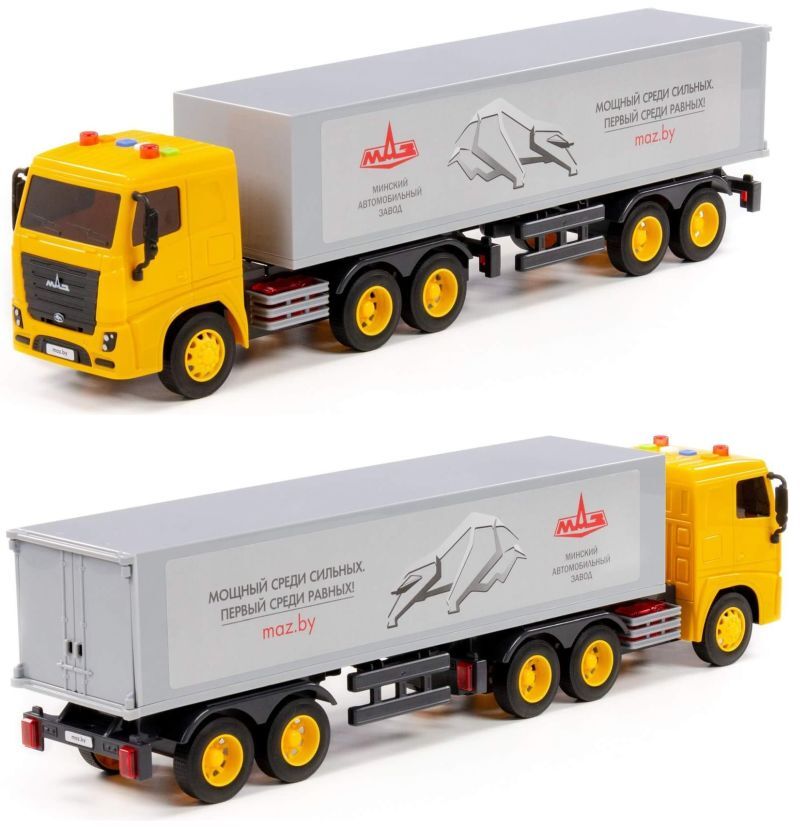 Игровой набор- машинка фура МАЗ - 47 см - автопогрузчик  Полесье  инерция, свет, звук