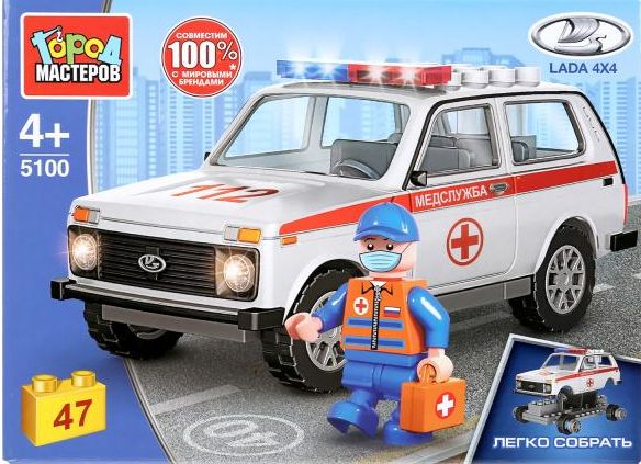 Конструктор "Город мастеров" Lada 4х4 Медслужба 47 дет.