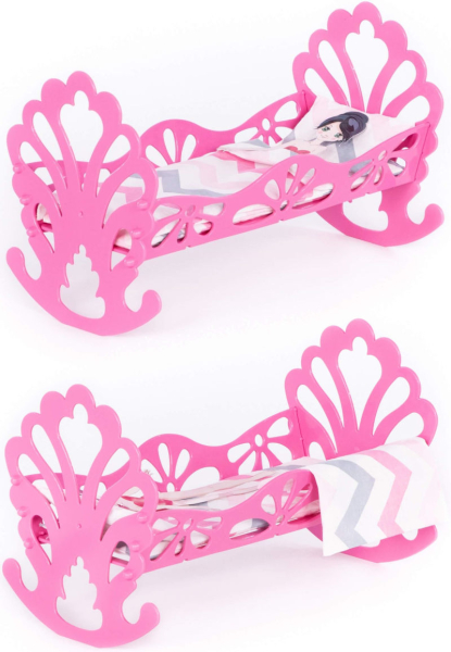 укольная кроватка-качалка с бумажной куклой и постельным бельем