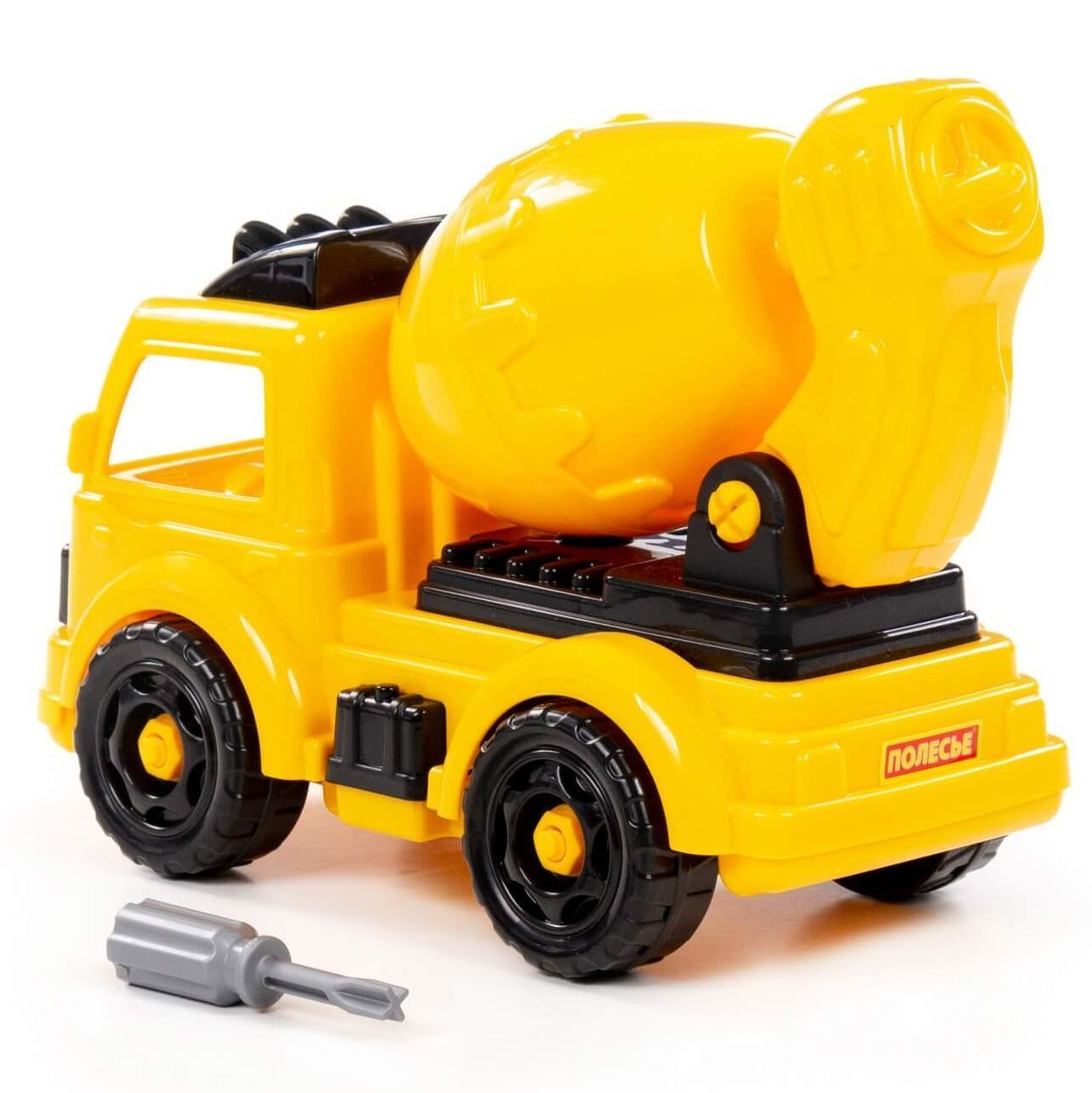 Игрушка машинка бетономешалка "Строительная техника" 29 см модель для сборки 27 эл. Полесье