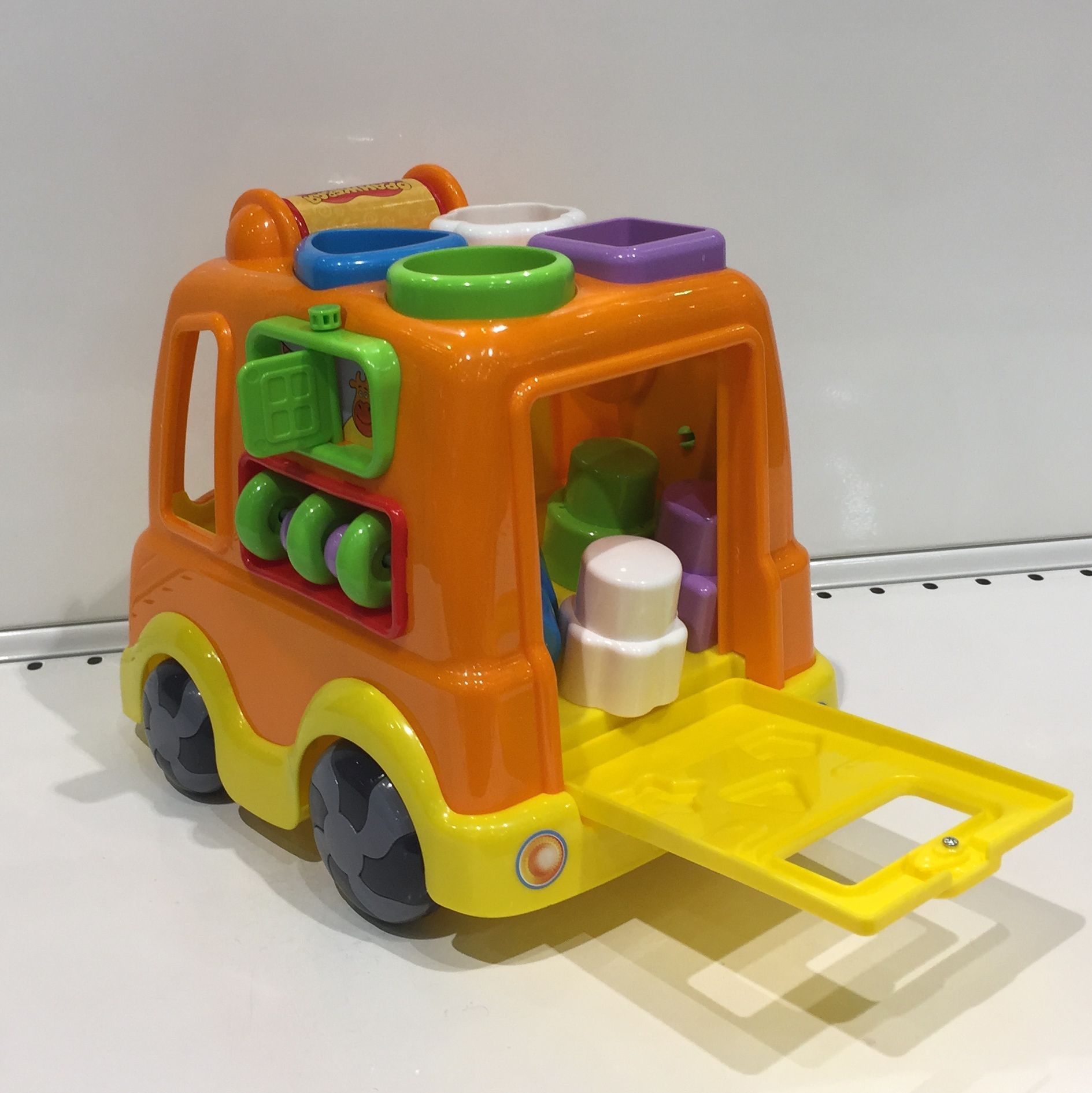 Игрушка машинка с вращением глазок - развивающий центр моторики для малышей оранжевая - 25 см