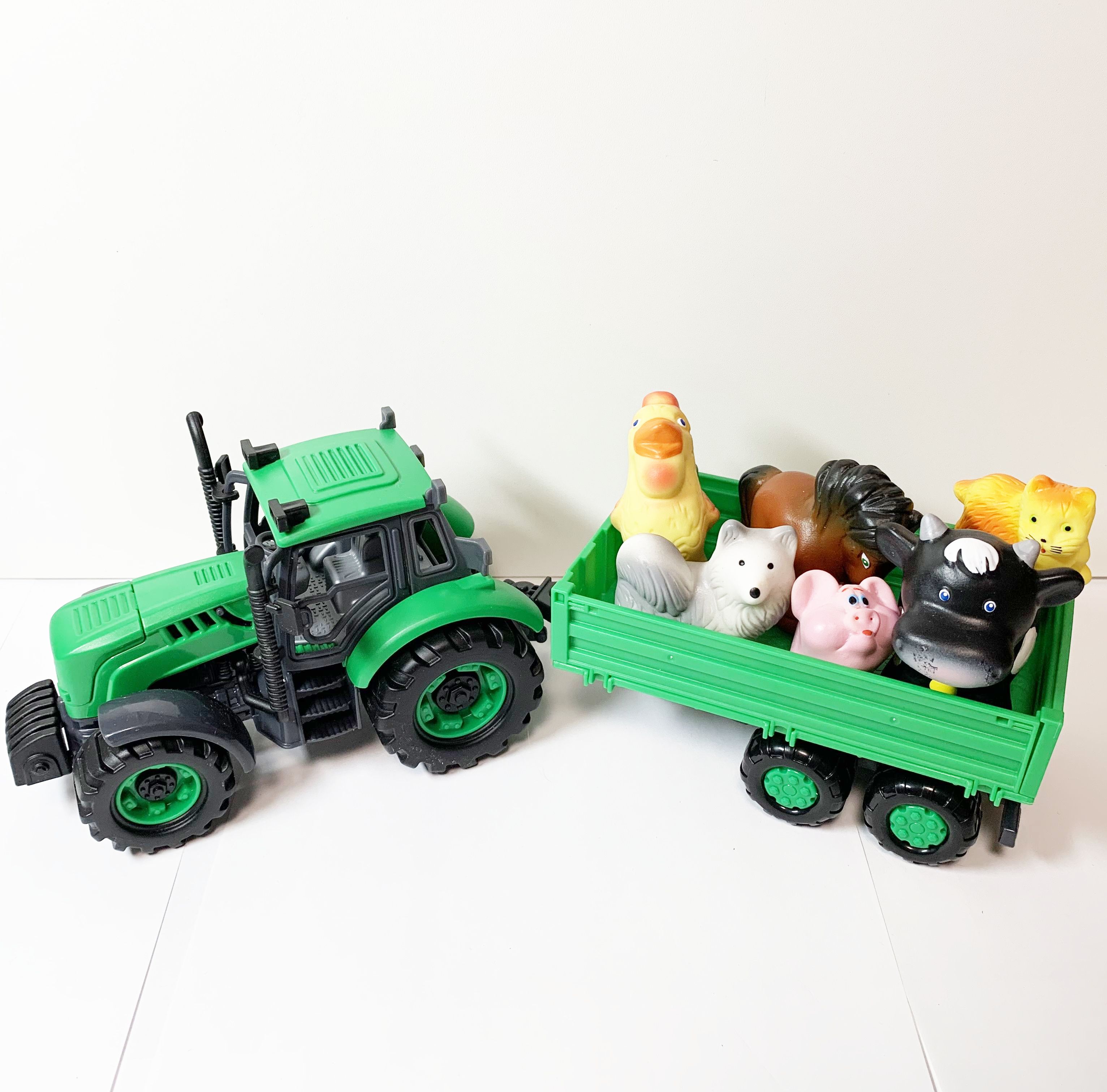 Трактор с прицепом и 6 домашних животных в кузове ПФК Игрушка