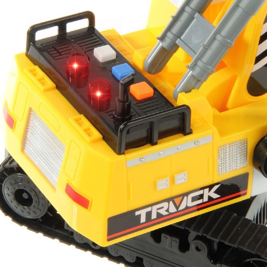 Игрушка гусеничный Экскаватор 27 см со светом, звуком и инерционным ходом желтый