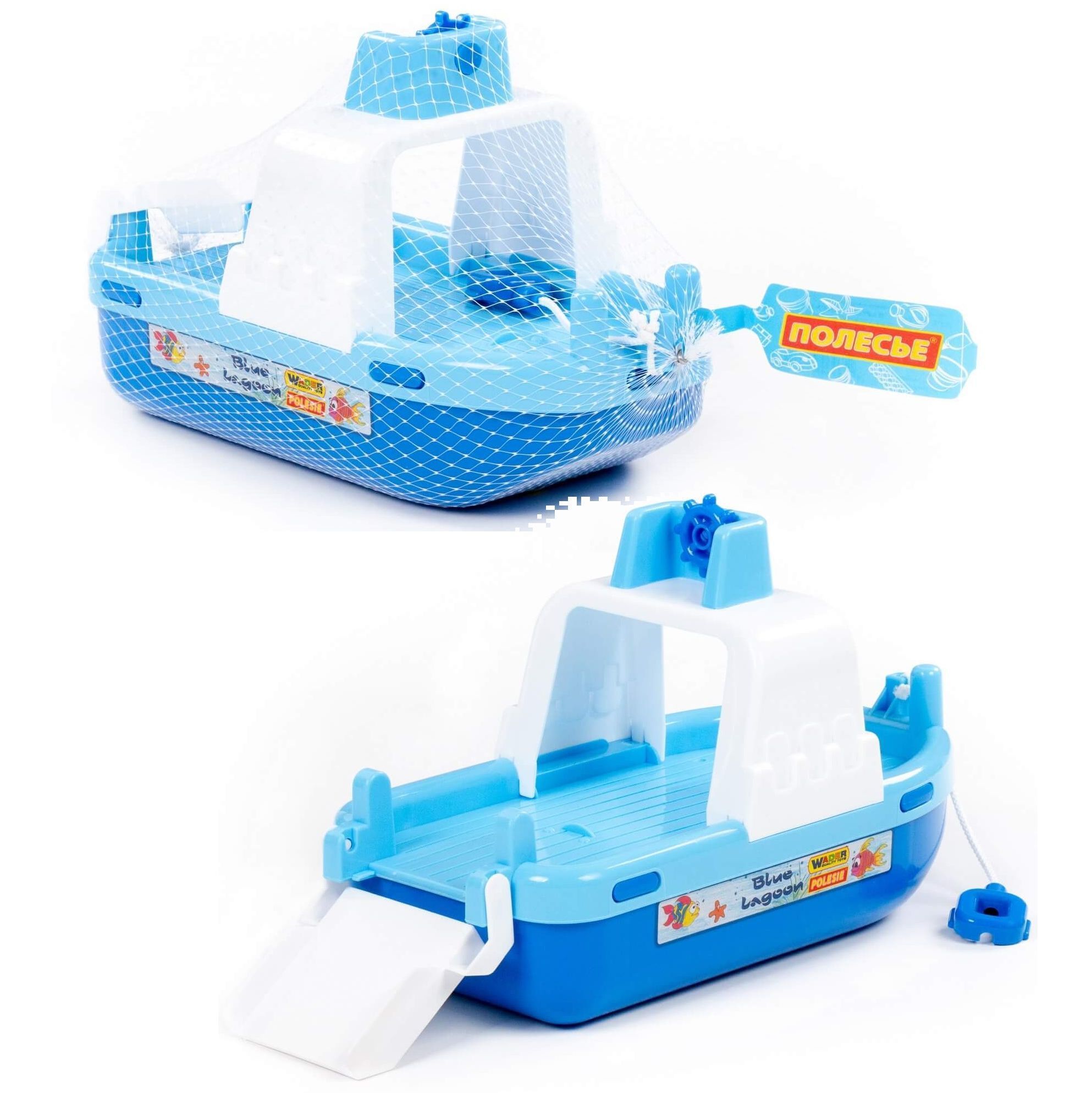 Игрушка корабль 30 см для купания в ванной - паром Лагуна Полесье голубой