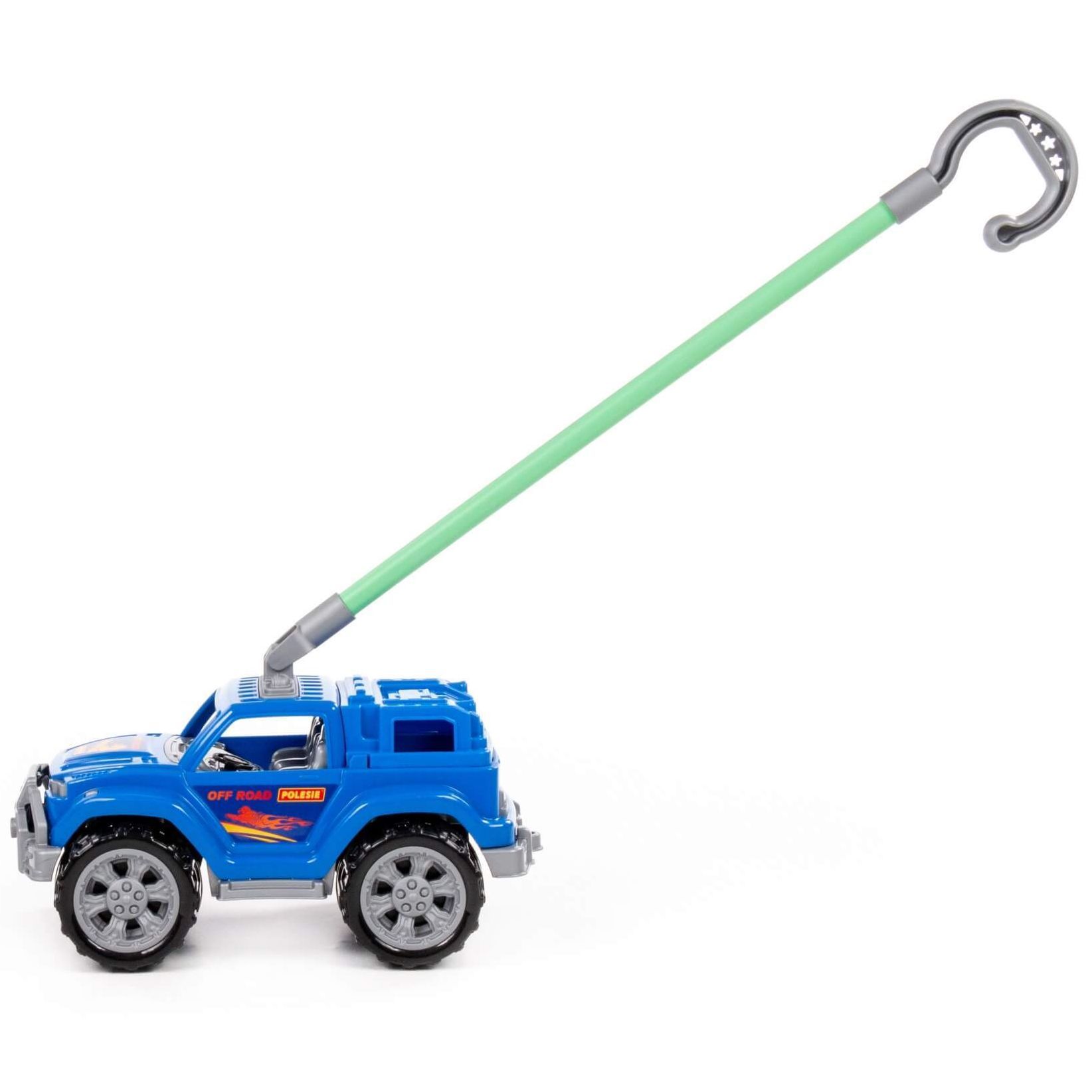 Игрушка-каталка с ручкой высота хвата 43 см машинка джип голубой