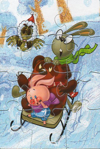 Пазлы герои мультфильмов Винни Пух, Пятачок, кролик