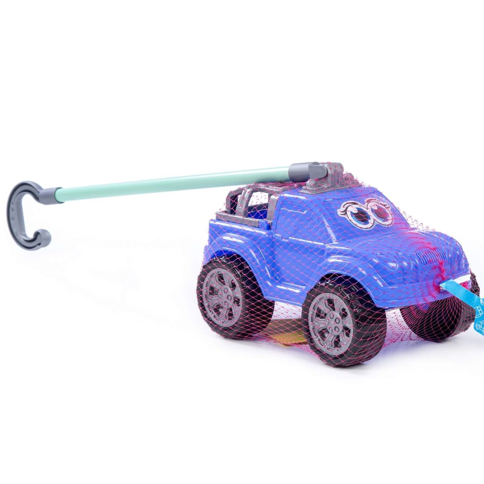 Игрушка-каталка машинка с глазками Боби с ручкой высота хвата 40 см джип синий