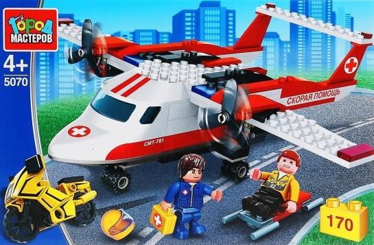 Конструктор "Город мастеров" Самолёт скорой помощи 170 дет.