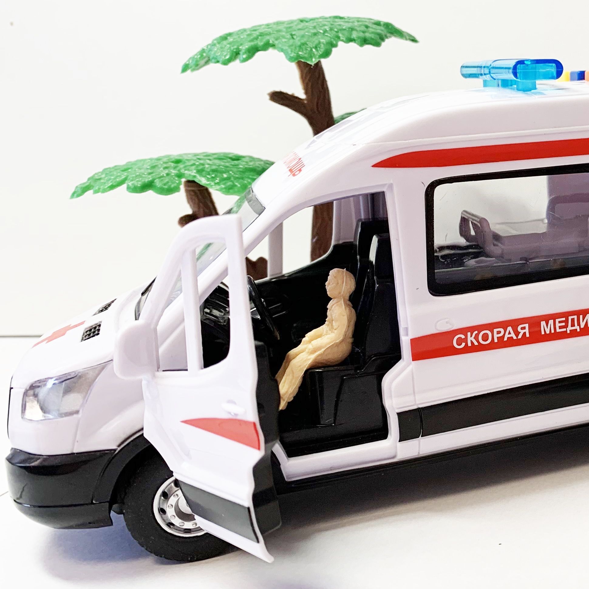 Набор Скорая помощь 22 см с носилками, больными, родственниками, водителем