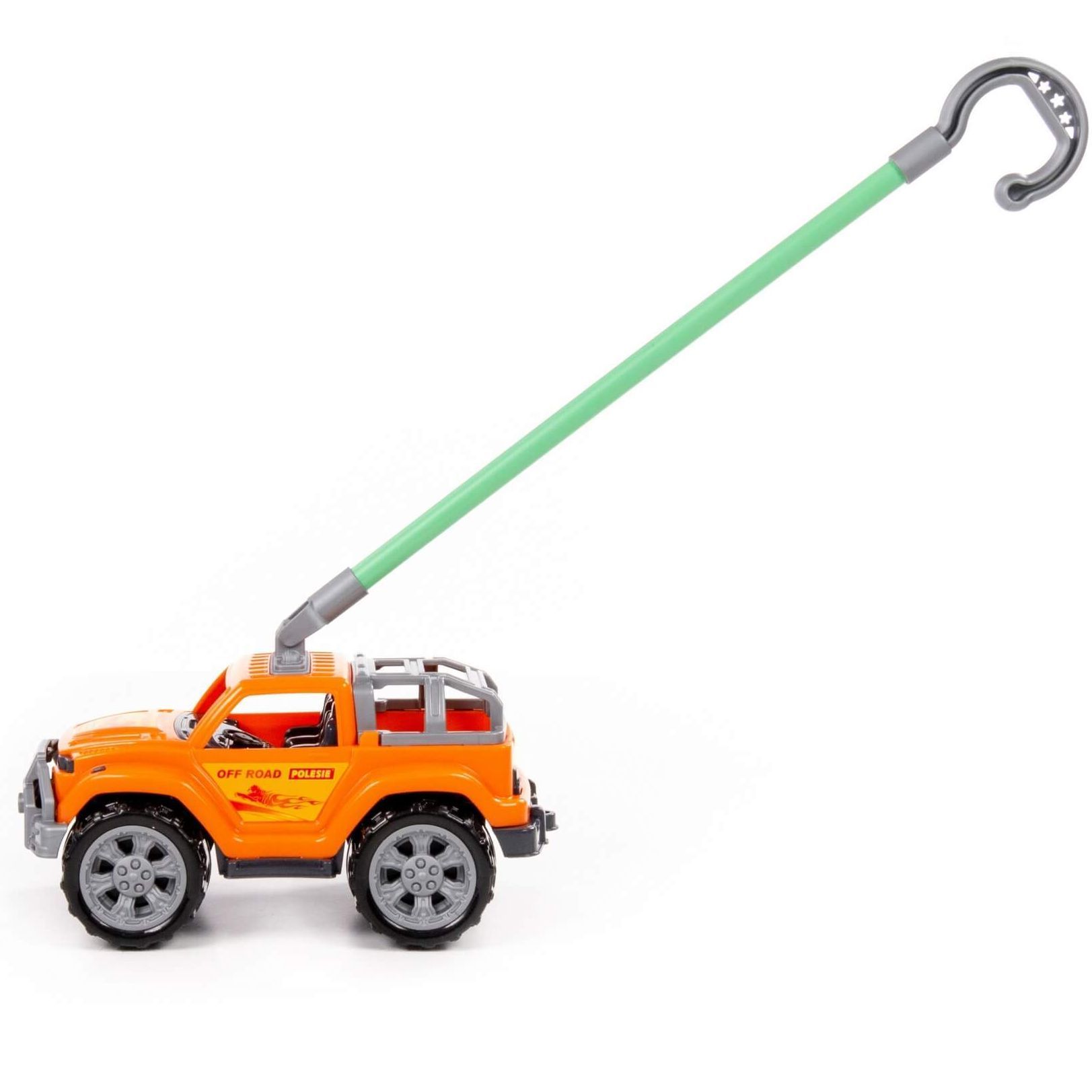 Игрушка-каталка с ручкой высота хвата 43 см машинка джип оранжевый