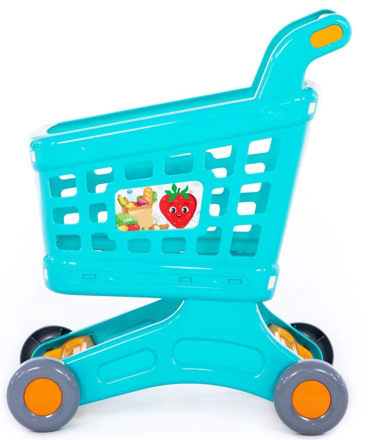 Магазинная пластмассовая тележка для покупок тележка для маркета Натали - 47 см бирюзовая