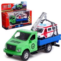 Игрушечный эвакуатор Газон Next с машиной скорой помощи 14,5 см Игрушечный эвакуатор Газон Next с машиной скорой помощи 14,5 см