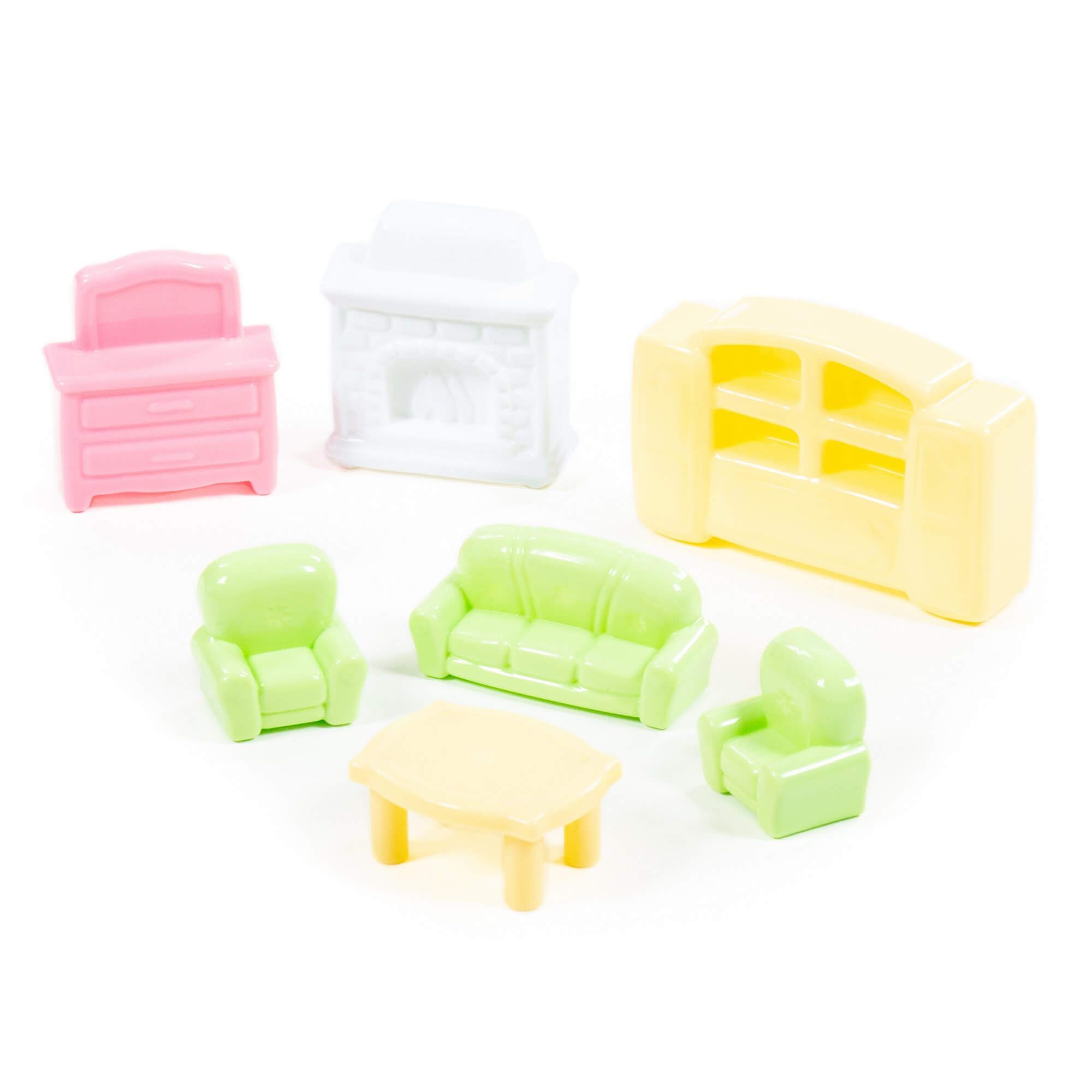 Машинка перевозка мебели с мебелью 7 предметов - автофургон 30 см, инерционный ход, свет, 4 звука Профи