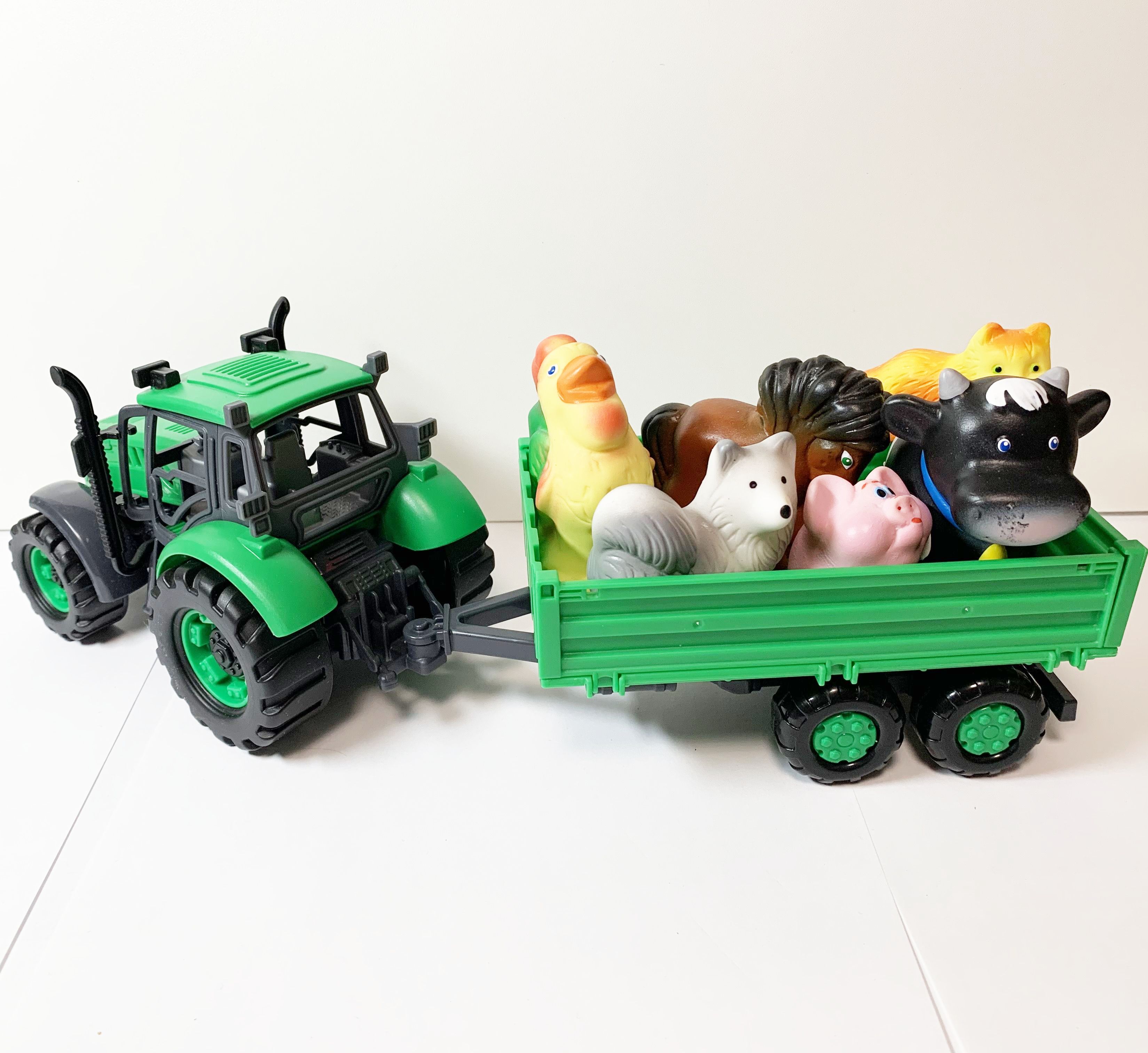 Трактор с прицепом и 6 домашних животных в кузове ПФК Игрушка