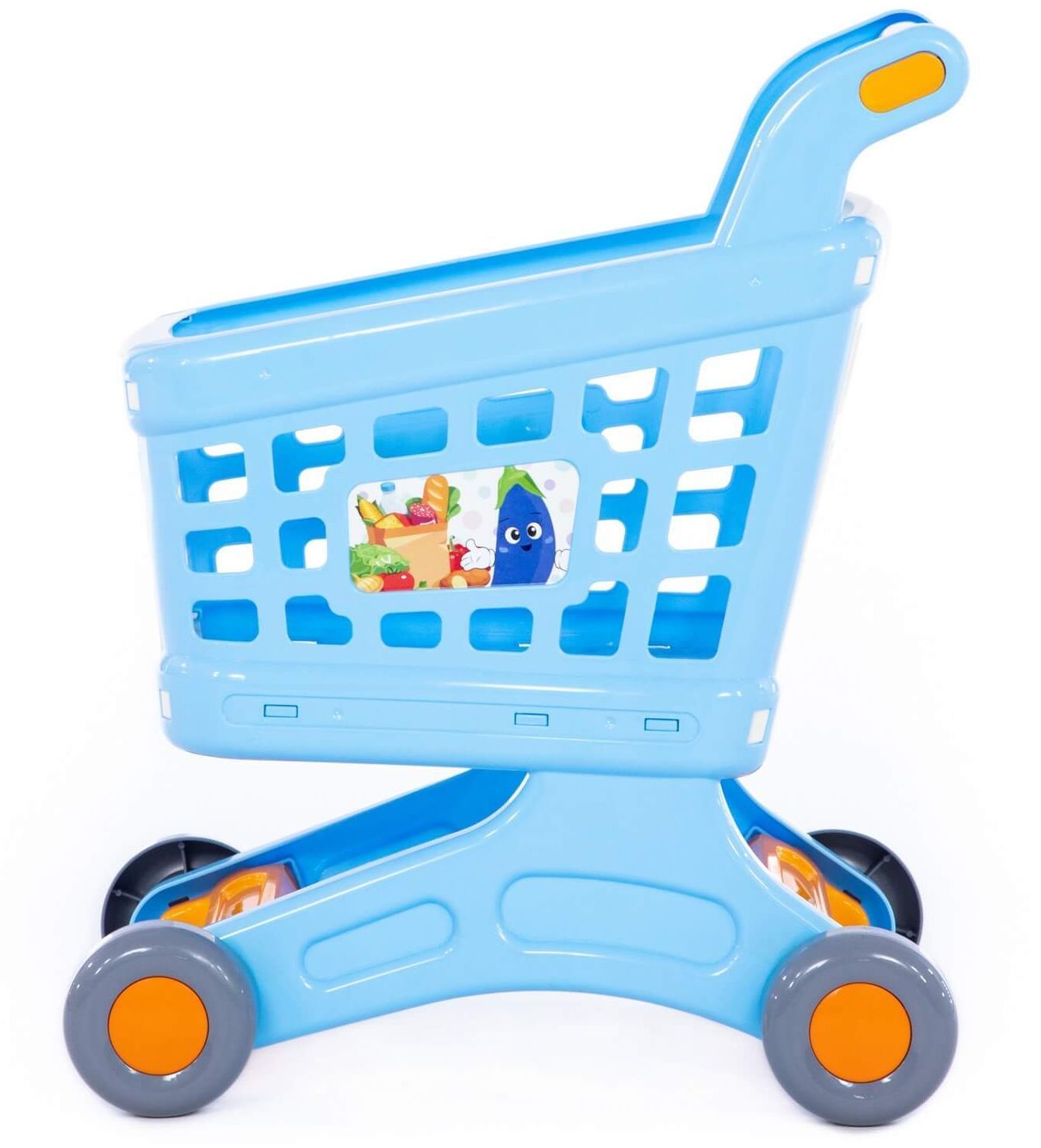 Магазинная пластмассовая тележка для покупок тележка для маркета Натали - 47 см голубая