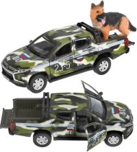 Игрушечный военный пикап Mitsubishi L200 с Овчаркой 12 см
