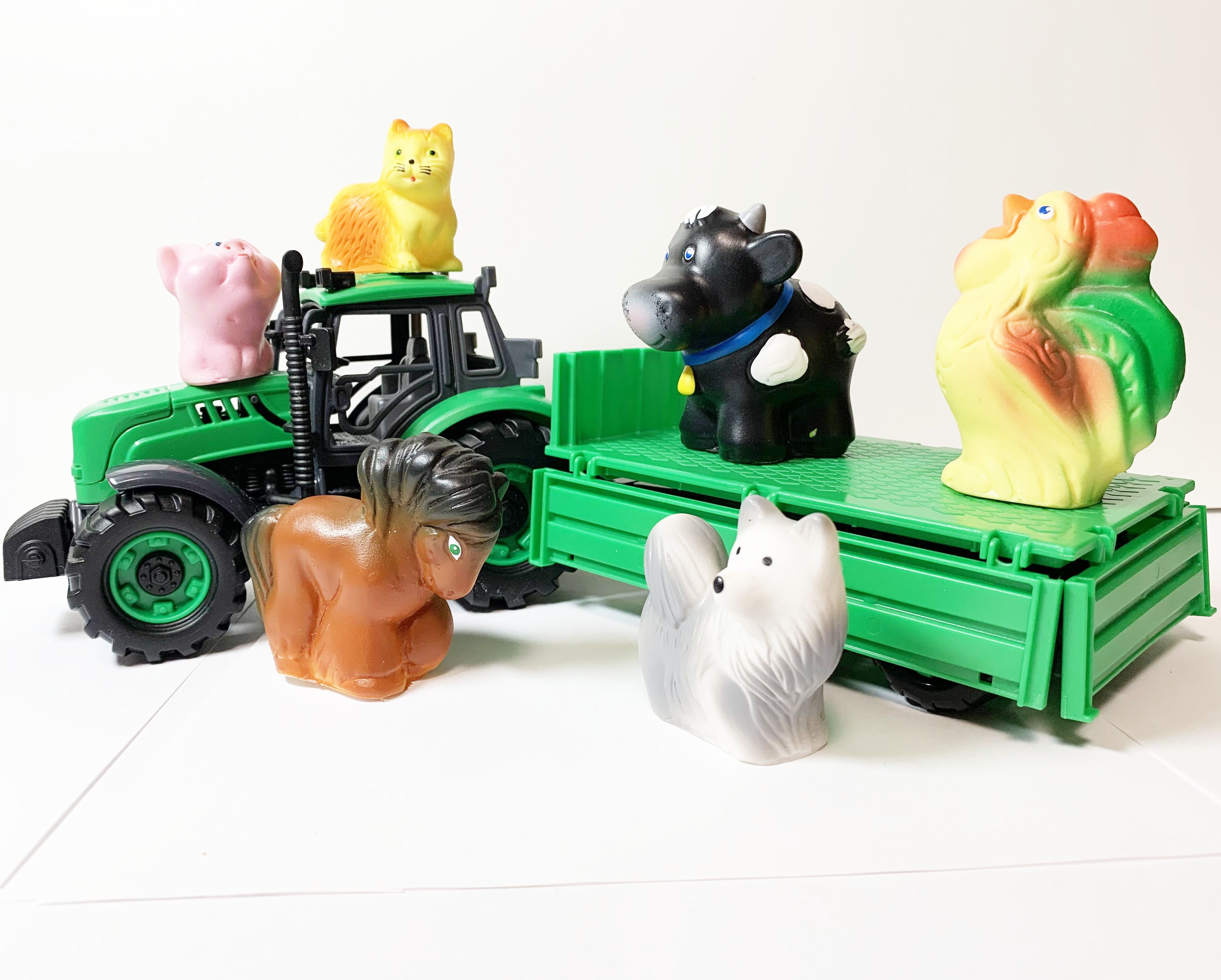Трактор с прицепом и 6 домашних животных в кузове ПФК Игрушка